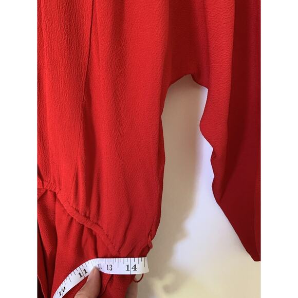 Vtg Phoebe Womens Dress 14 L Red Mini Veck Elegant Ruffles Evening - Picture 10 of 12